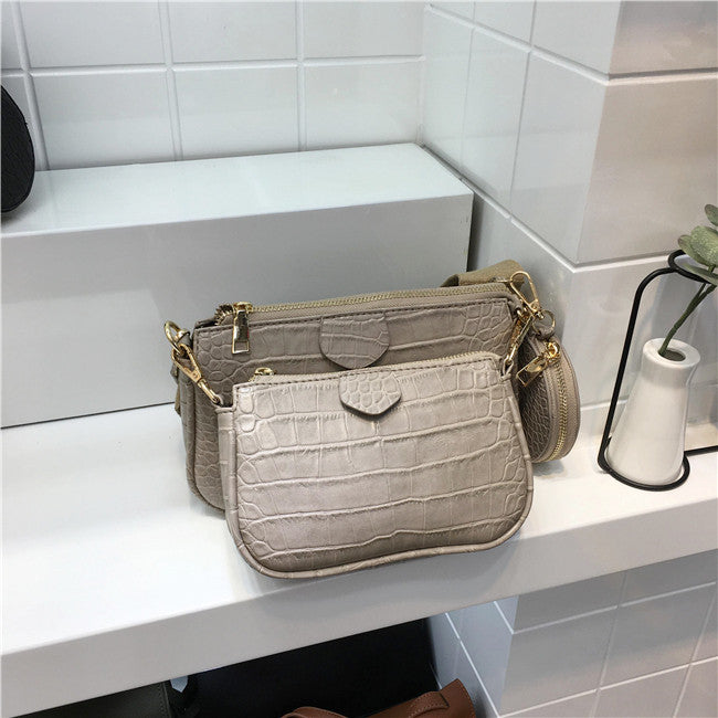 Summer Three-in-one Crocodile Pattern Soft Face Crossbody Bags
