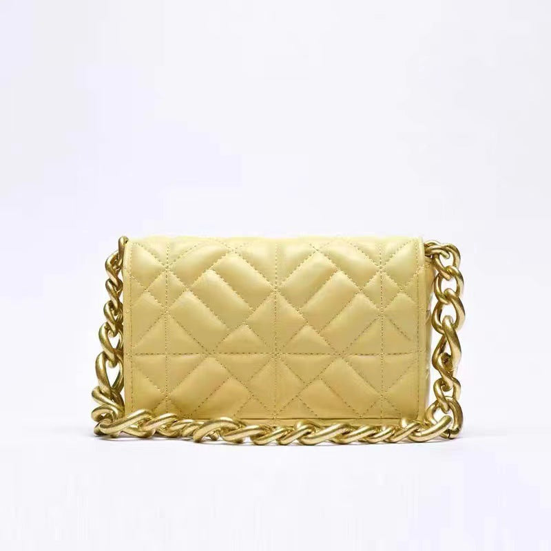 Check Thick Chain Quilted Rice Word Crossbody Bags
