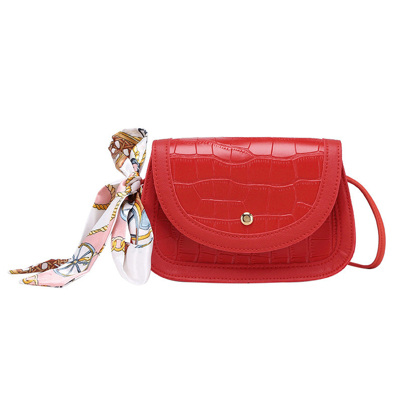 Women's Silk Scarf Fashion Crocodile Pattern Stone Women's Shoulder Bag