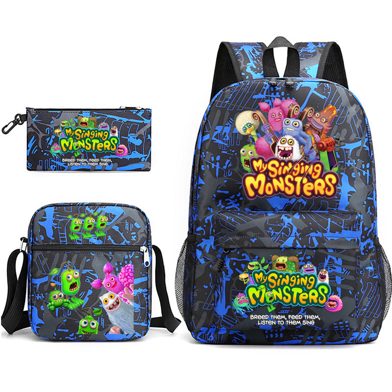 Game Monster Concert Pencil Three-piece Set Backpacks