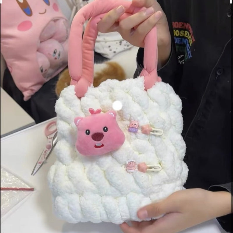 Beaver Hand-woven Cloud Wool Material Cute Women's Handbag