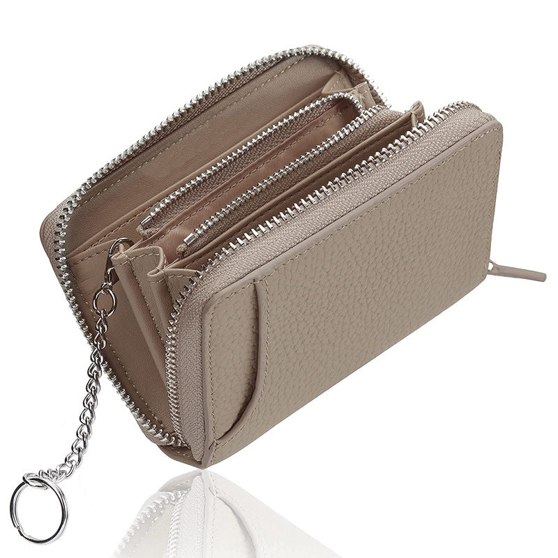 Women's & Men's Leather Short First Layer Litchi Grain Ladies Wallet