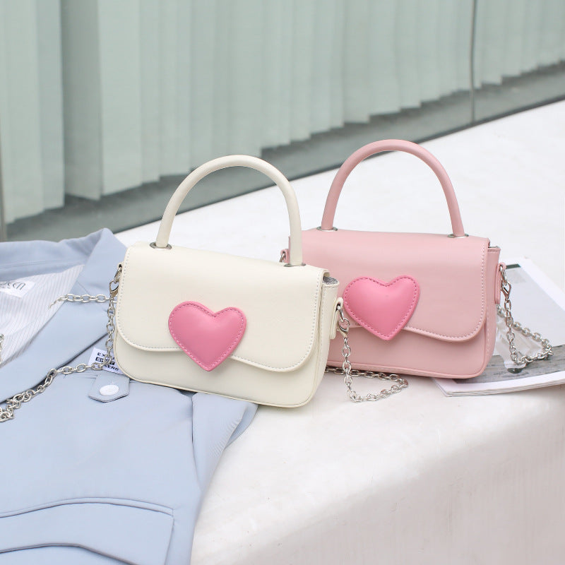 Fashionable Contrast Color Heart Pink Love Women's Messenger Bag