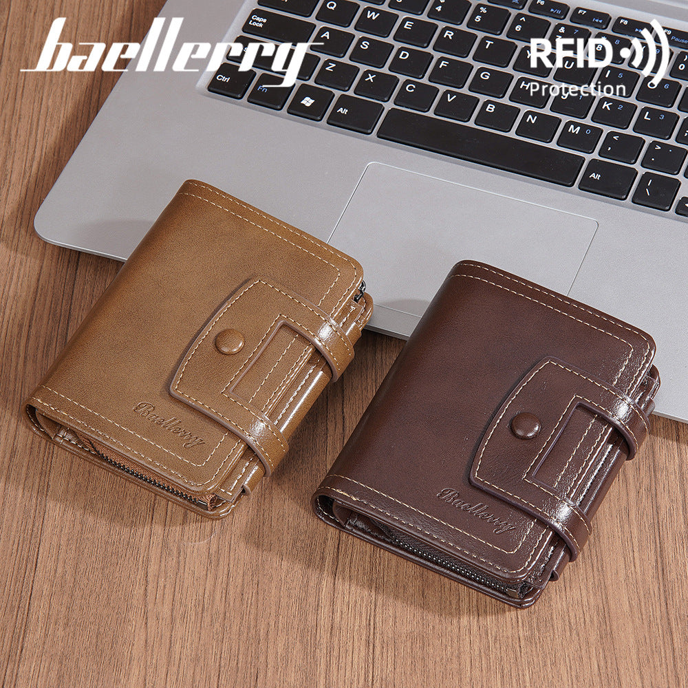 Glamorous Men's Short Multiple Slots Zipper Men's Wallet
