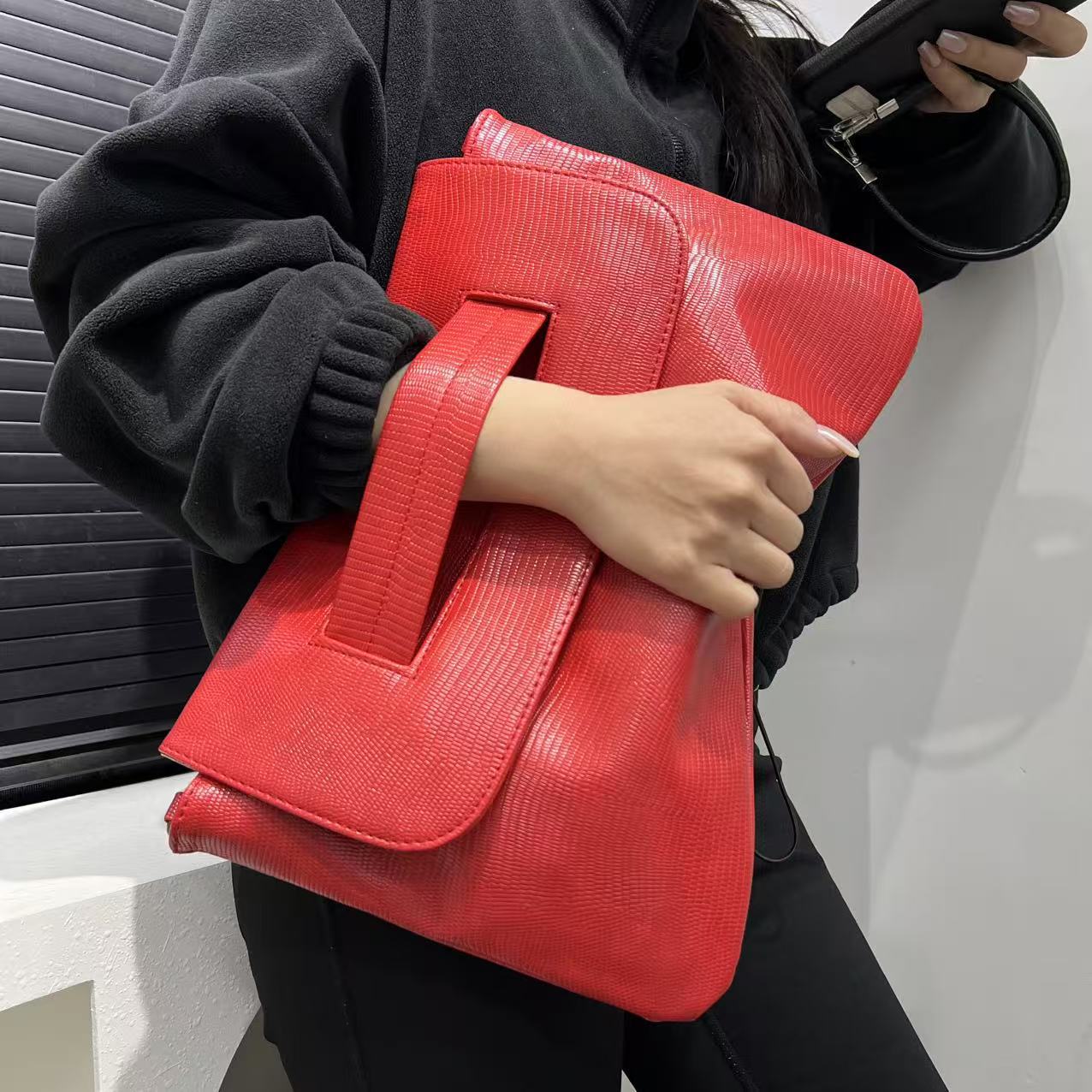 Pattern Strap Clutch Large Capacity File Handbags