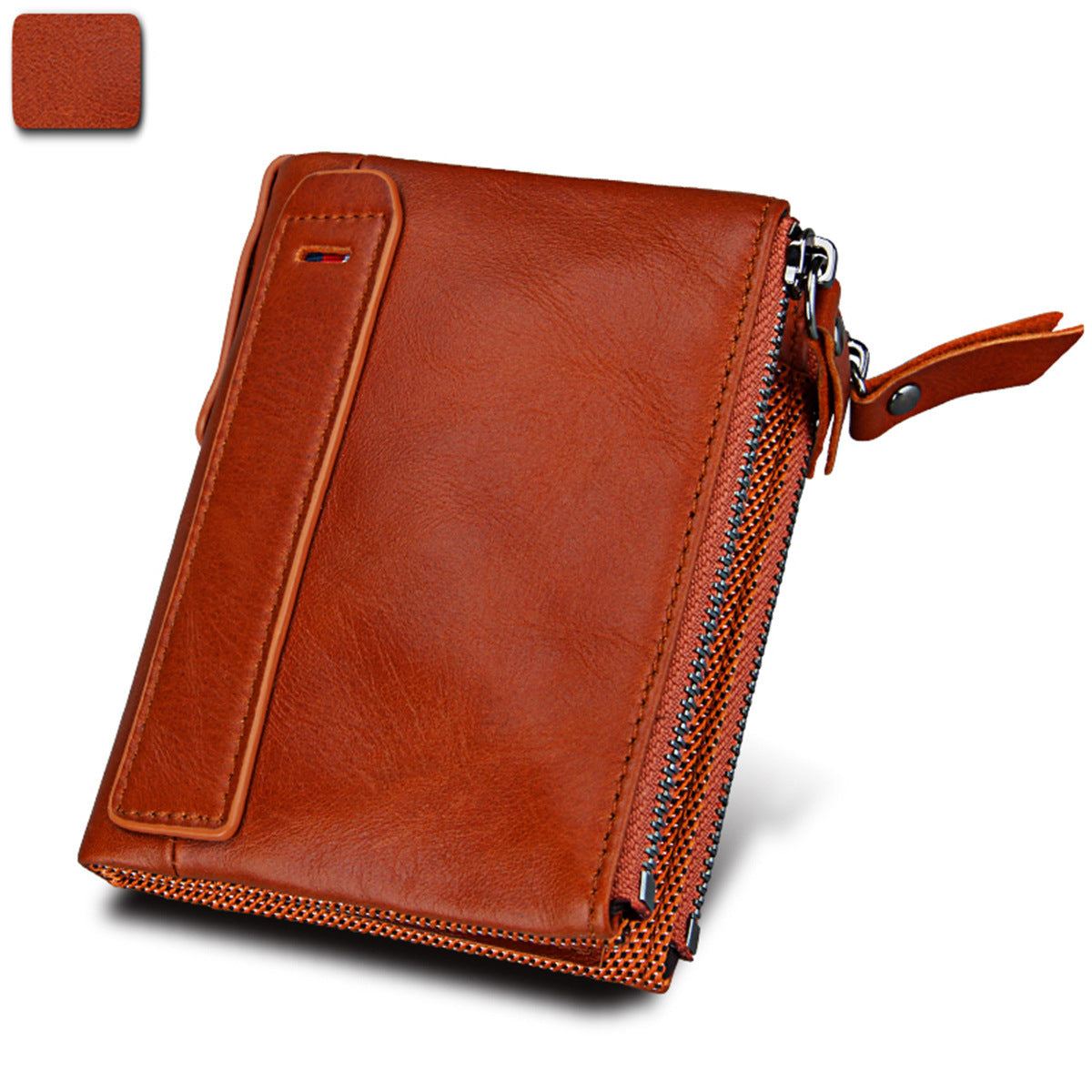 Men's Crazy Horse Cowhide Swiping Short Double Men's Wallets