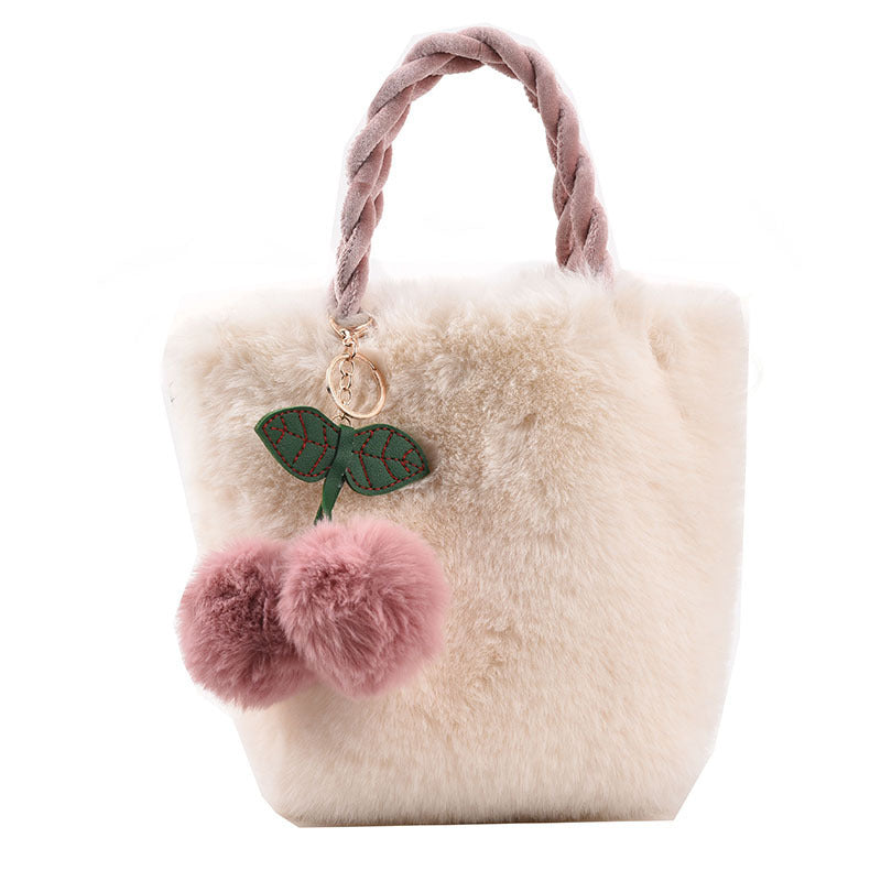 Chain Design Cherry Plush Gentle Cute Women's Messenger Bag