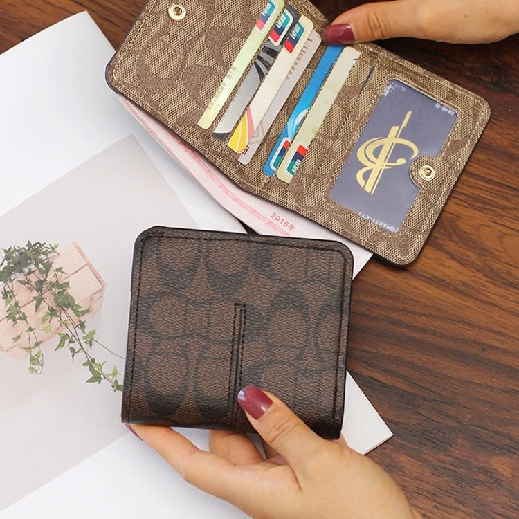 Women's Short Classic Printing Exquisite Thin Folding Multi Ladies Wallet