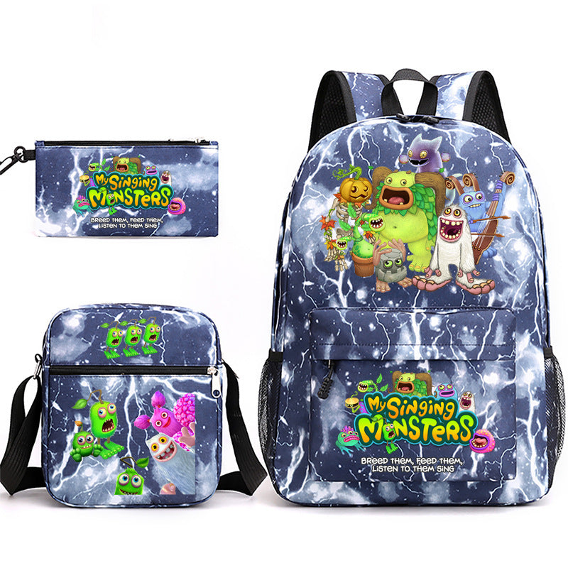 Game Monster Concert Pencil Three-piece Set Backpacks