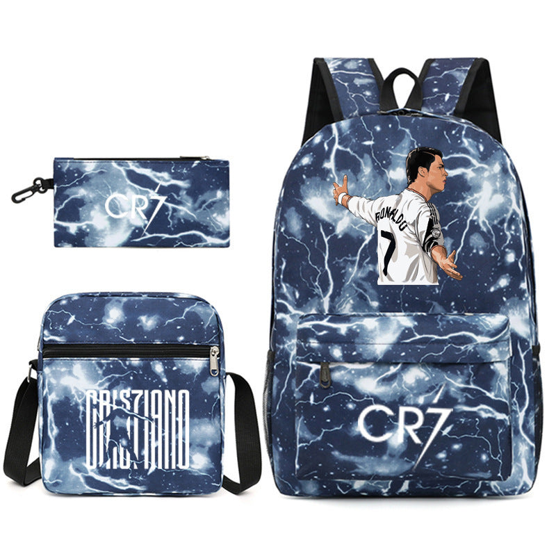 Football Luo Peripheral Printed Three-piece Set Backpacks