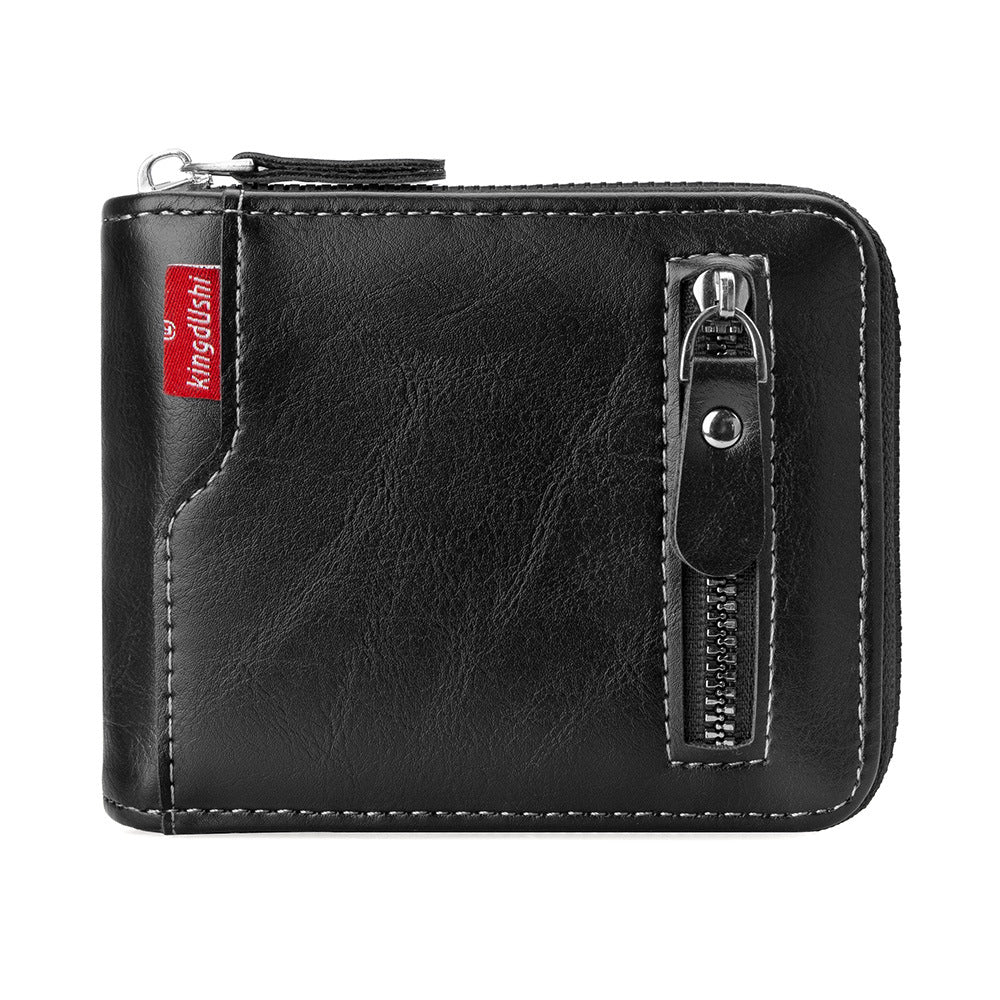 Men's Novel Design Oil Wax Leather Business Men's Wallet