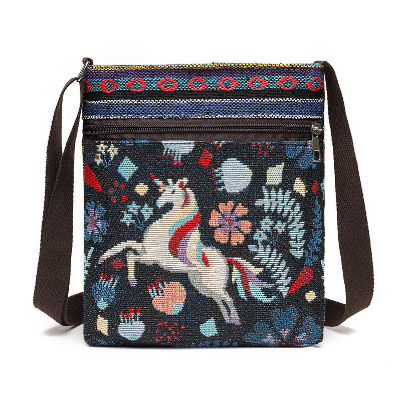 Women's Elephant Owl Shopping Canvas Trendy Women's Messenger Bag