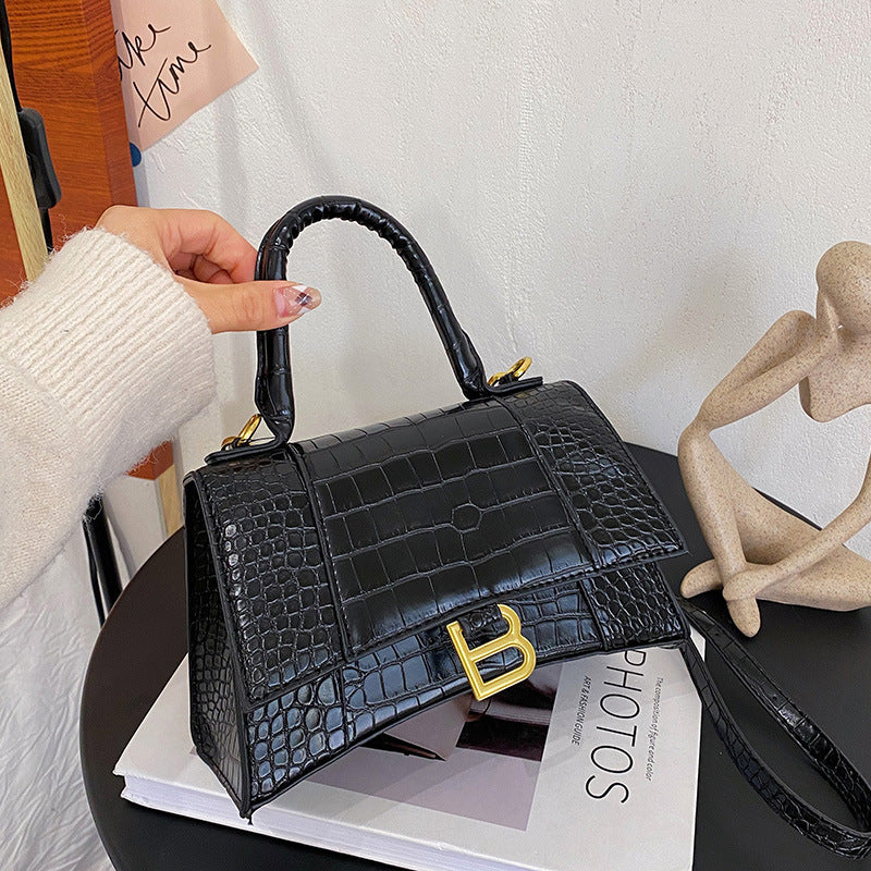 Women's Hourglass Crocodile Pattern Western Style Trendy High Quality Small Square Bags