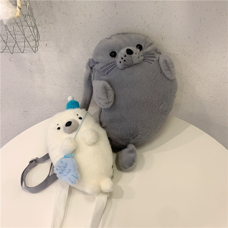 Women's Winter Seal Plush Toy Doll Bags