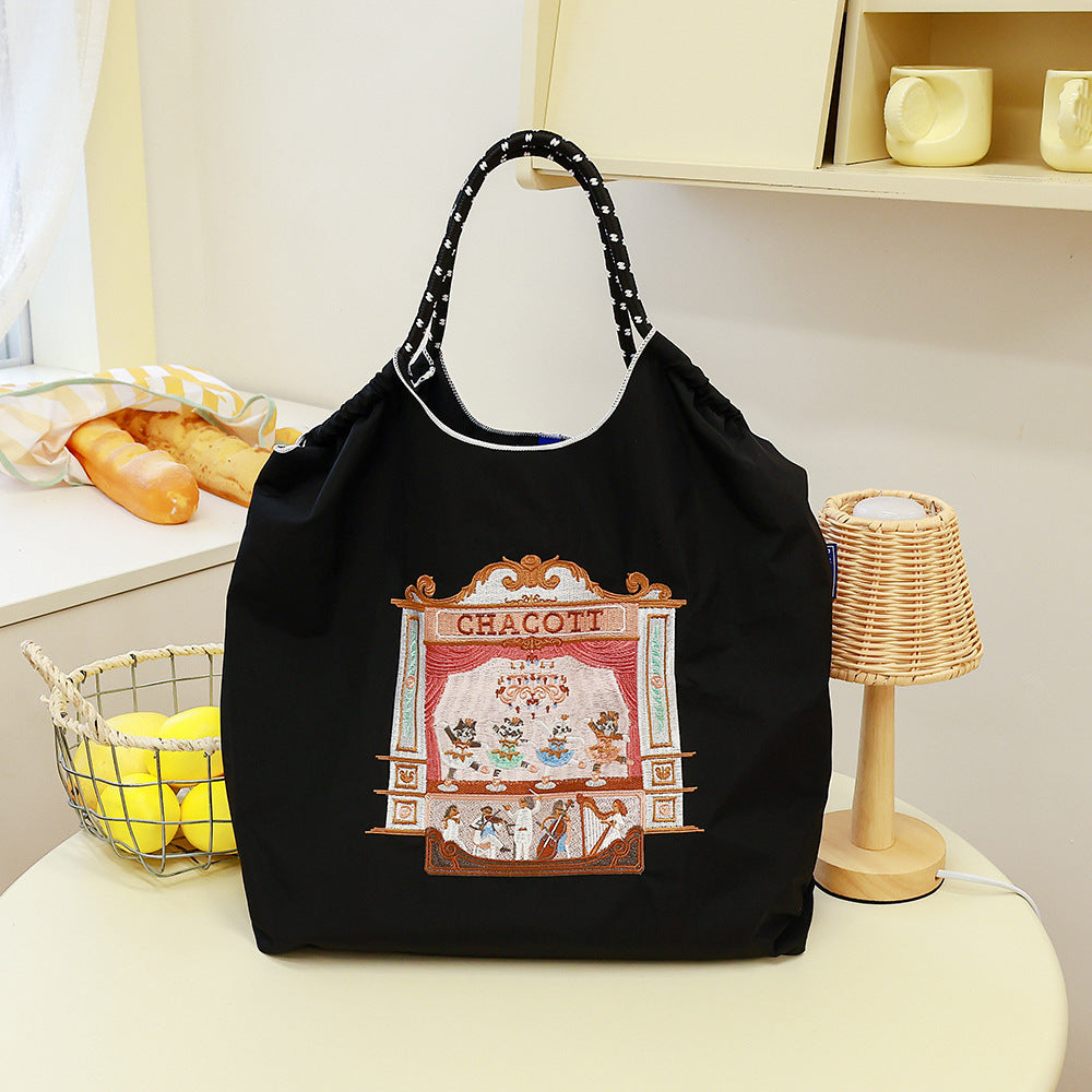 Women's Cartoon Waterproof Nylon Needle Embroidery Fashion Commuter Bags