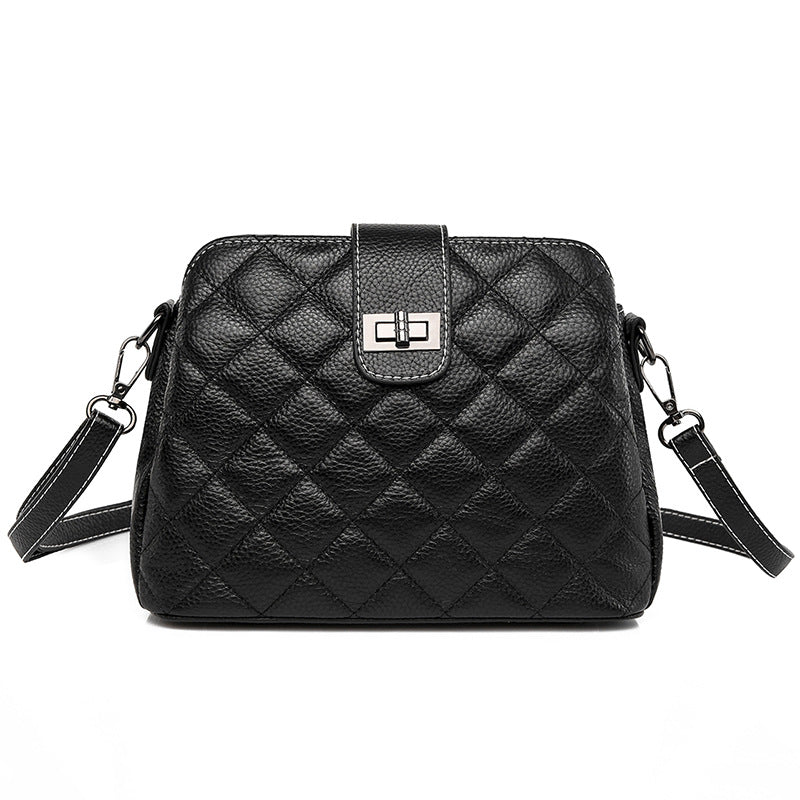 Women's Genuine Leather Fashion Rhombus Large Capacity Crossbody Bags