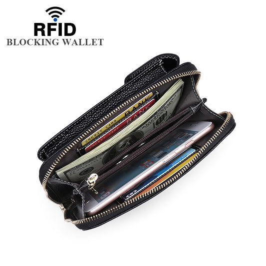 Women's Leather Vertical Cowhide Change Cell Shoulder Bags