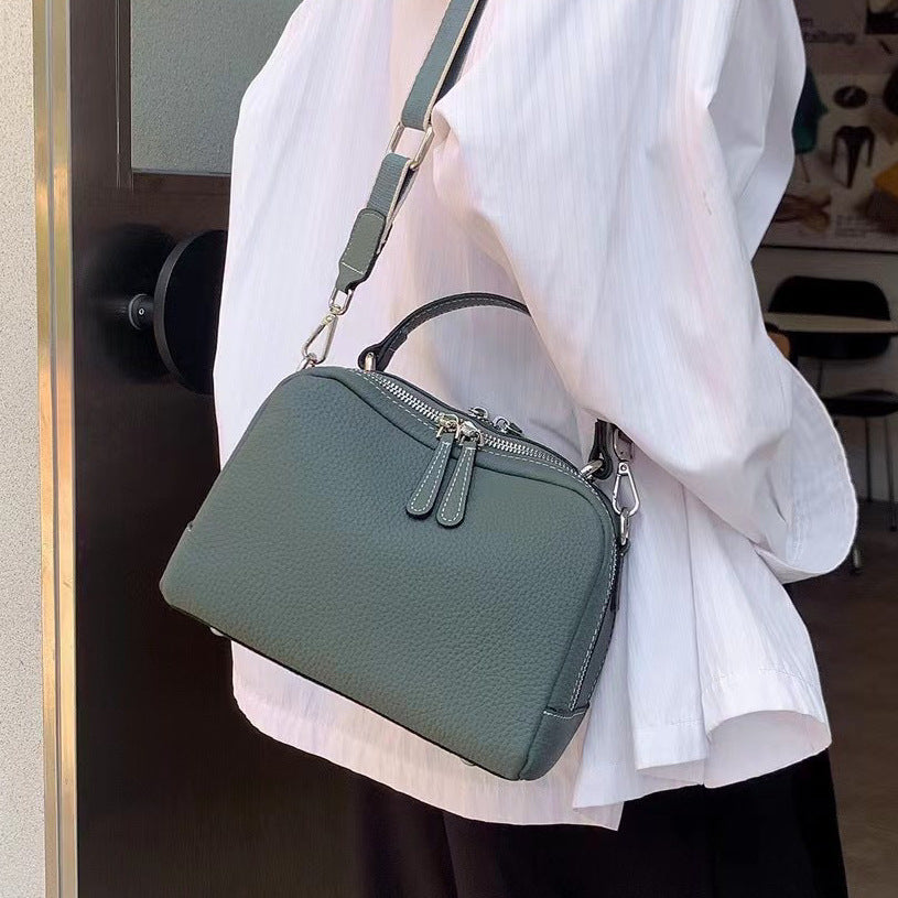 Women's Fashion Genuine Leather Boston First Layer Crossbody Bags