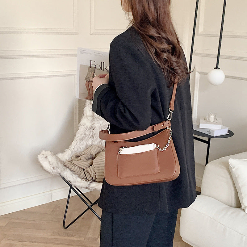 Women's Design Contrast Color Chain Pocket French Crossbody Bags