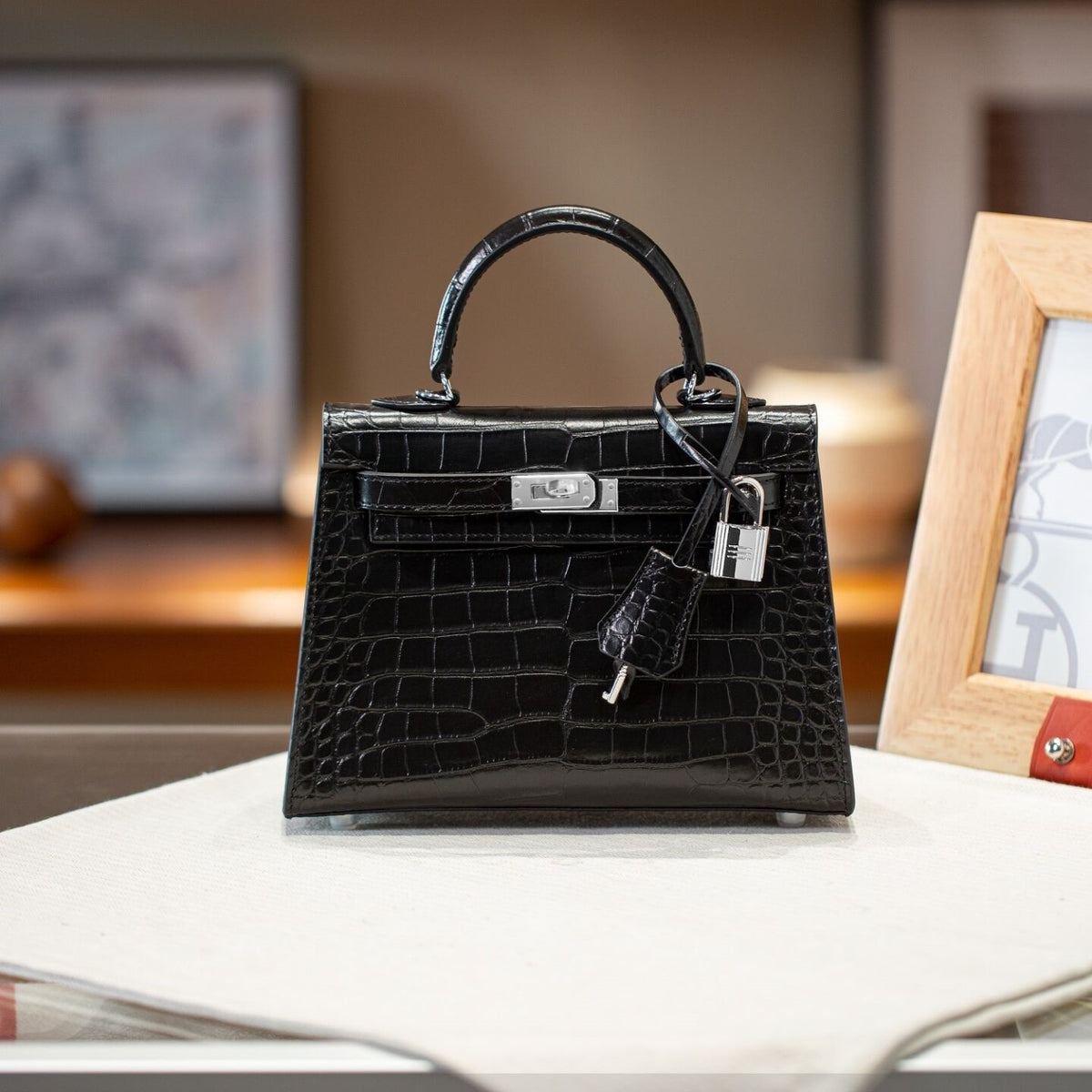 Women's Crocodile Pattern Second Generation Kelly Retro Bags