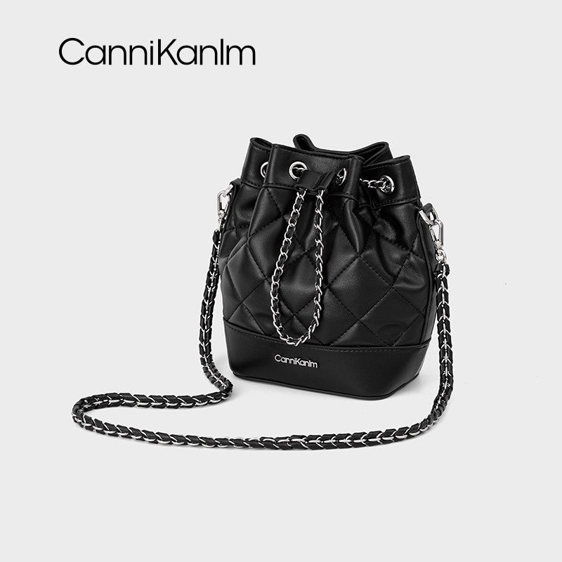 Women's Genuine Leather Advanced Texture Chain Bucket Bags