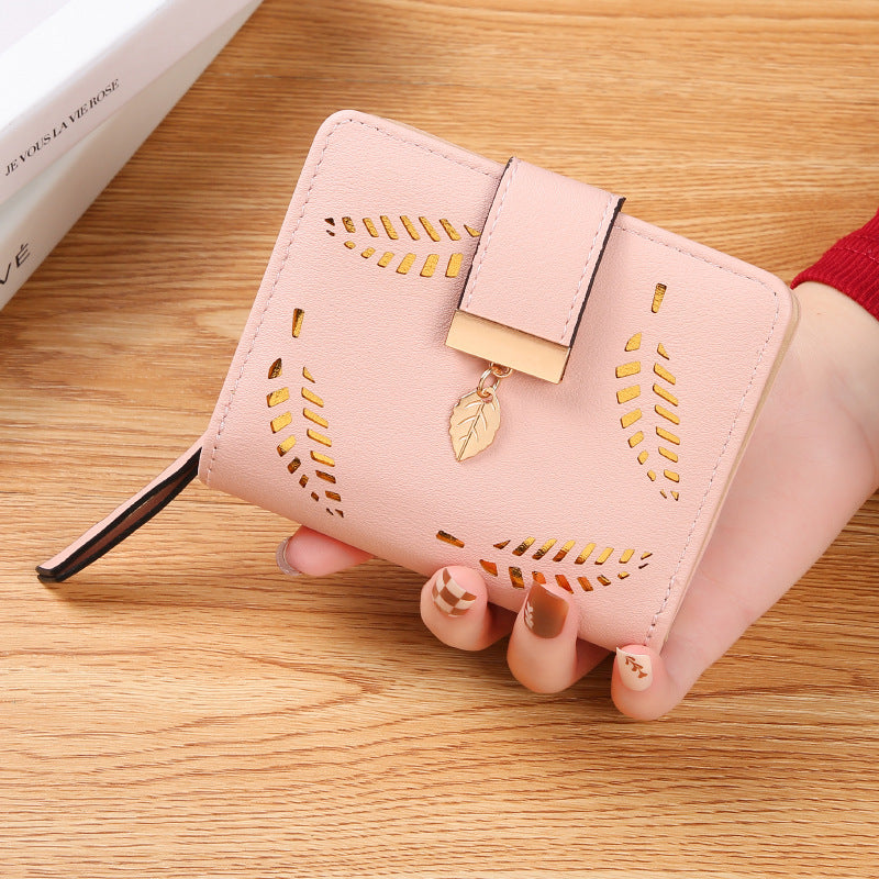 Women's Short Leaf Korean Hollowed Fashion Trendy Ladies Wallet