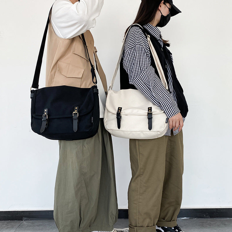Women's & Men's Style Preppy Retro Flip Canvas Bags