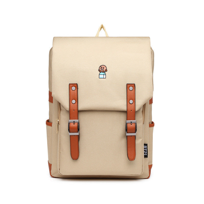 Korean Style Solid Color Retro Computer Backpacks