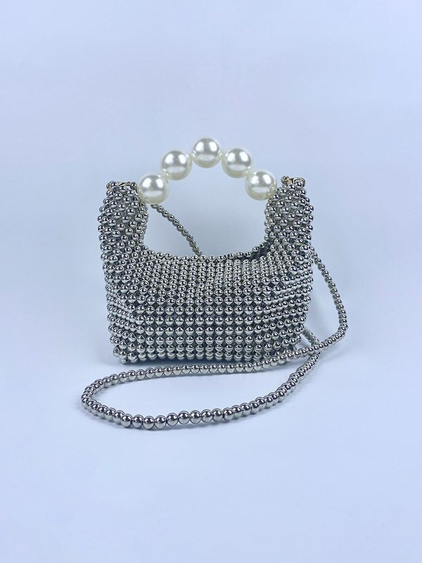 French Retro Hand-woven Large Pearl Elegant Handbags