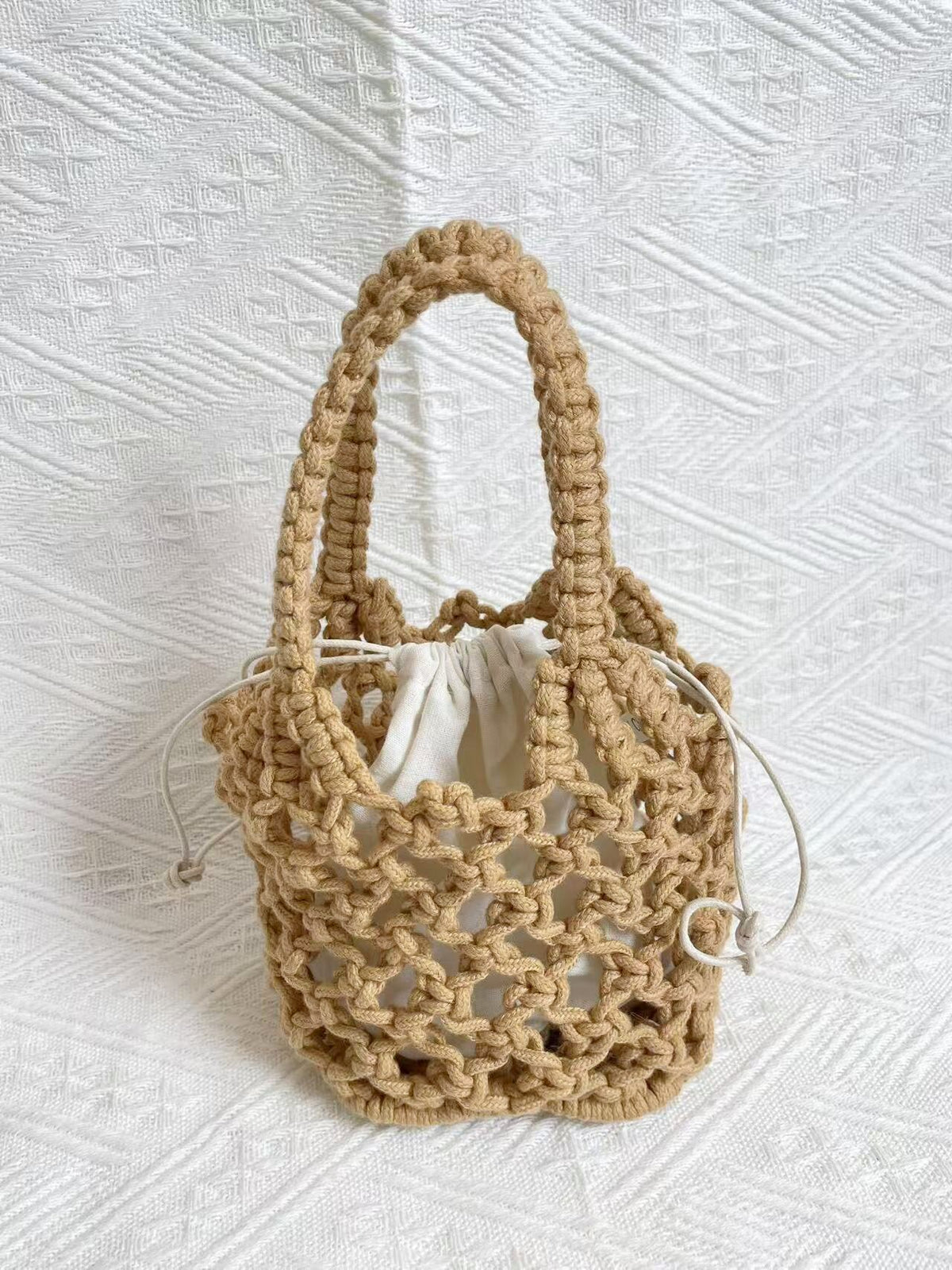 Cotton String Hand Dopamine Color Mini Knitting Female Chic Beach Bags