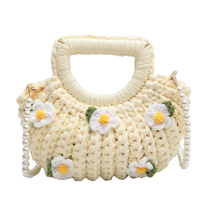 Gardenia Shell Hand-woven Homemade Material For Girlfriend Women's Handbag