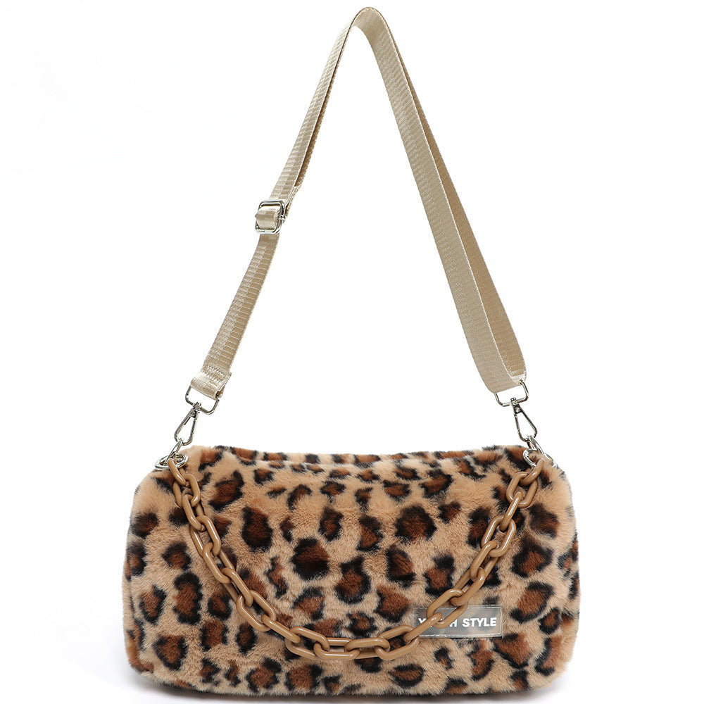 Furry Female Hot Retro Leopard Print Bags