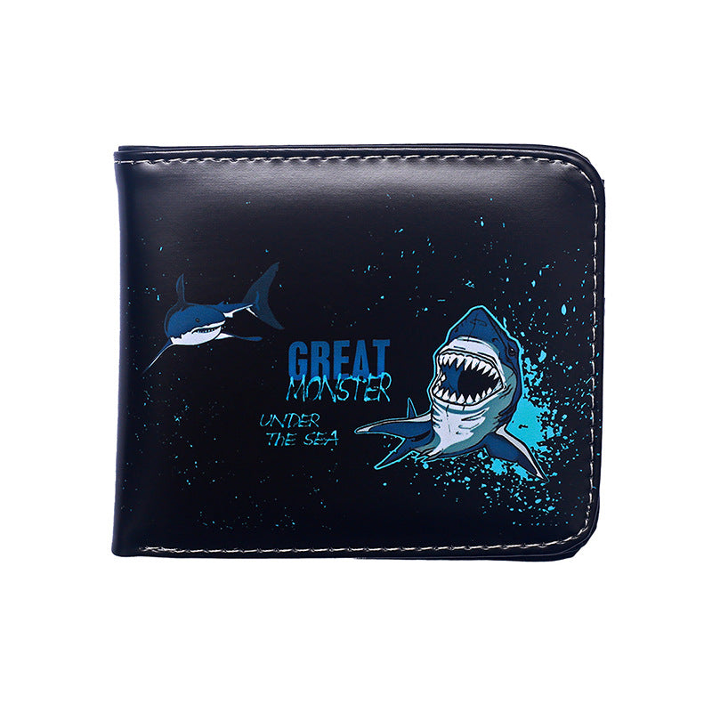 Women's & Men's Shark Short Vintage Animal Print Zipper Coin Purses
