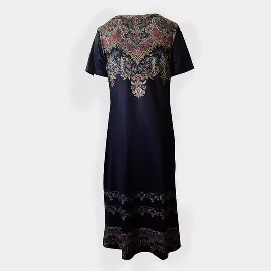 Women's Elegant Slit Round Neck Sleeve Full Dresses