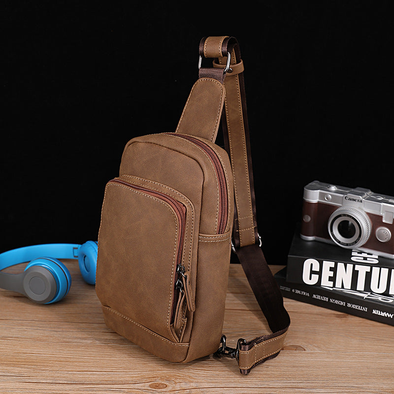 Men's Korean Style Cycling Crazy Horse Leather Bags
