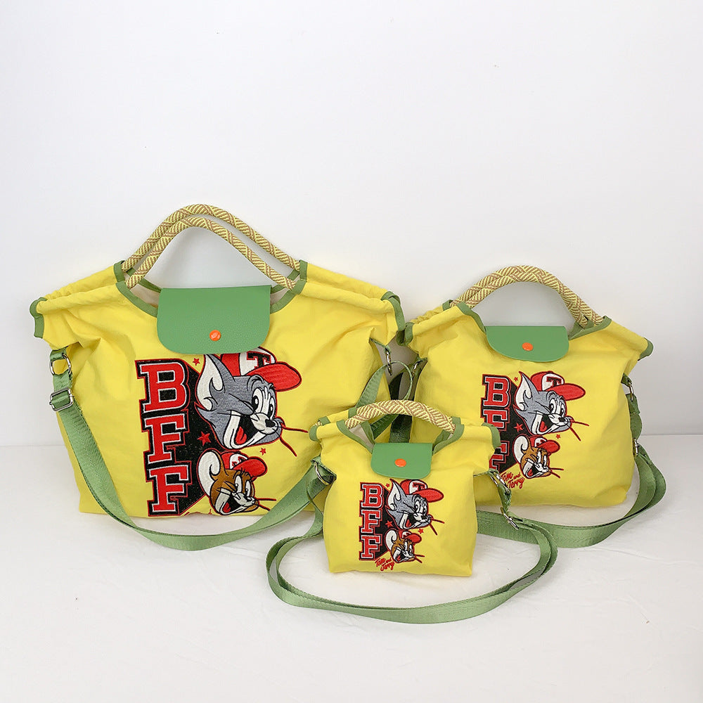 Warner Authorized Cat Mouse Embroidered Portable Women's Handbag