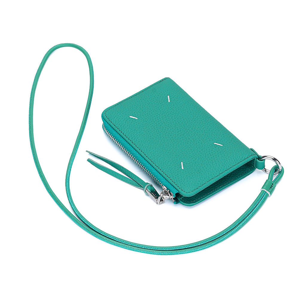Women's Genuine Leather Short Halter Zipper Multiple Ladies Wallet