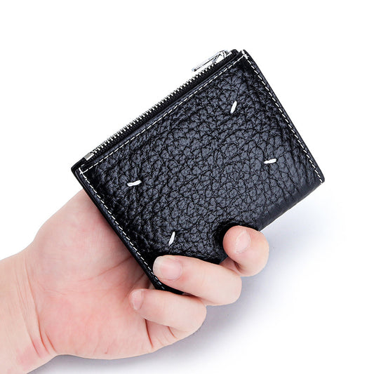 Women's First Layer Cowhide Elephant Pattern Short Ladies Wallets