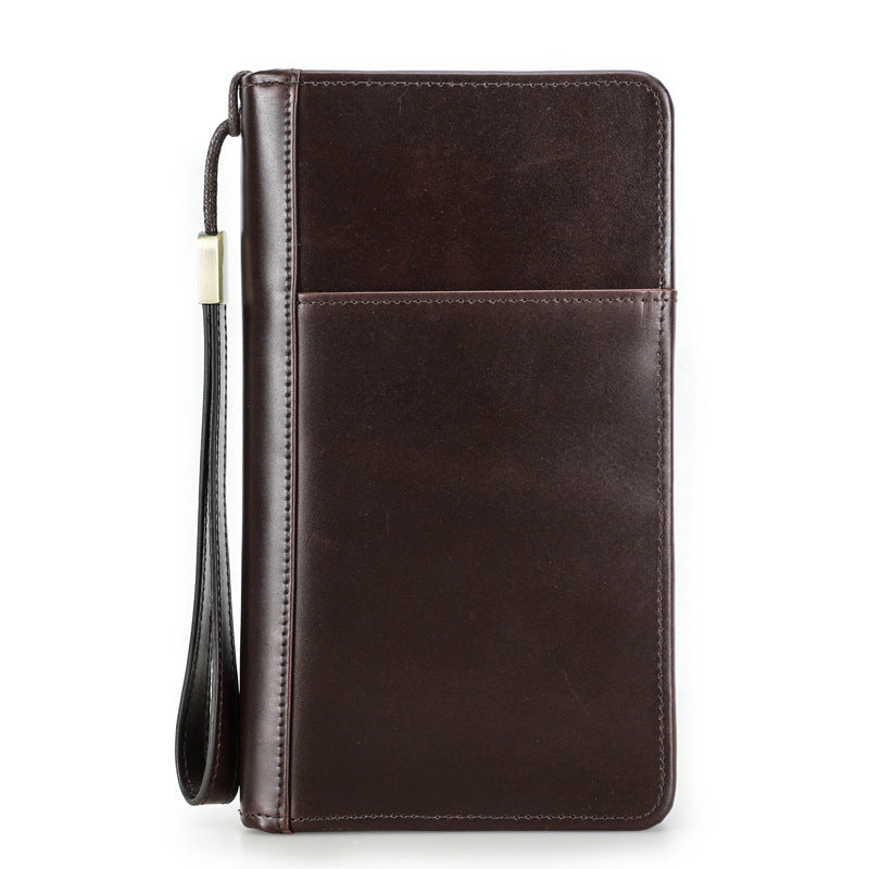 Men's Layer Cowhide Swiping Clutch Multifunctional Zipper Men's Handbags