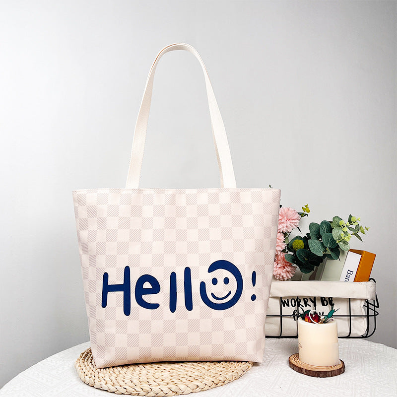 Women's Fashion Simple Letter Canvas Large Capacity Bags