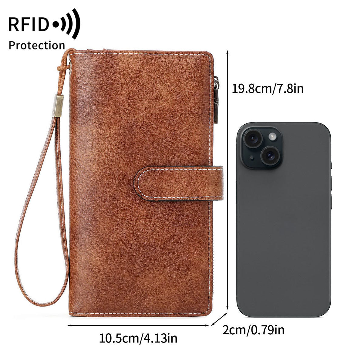 Long Retro Lady's Solid Color Portable Handbags