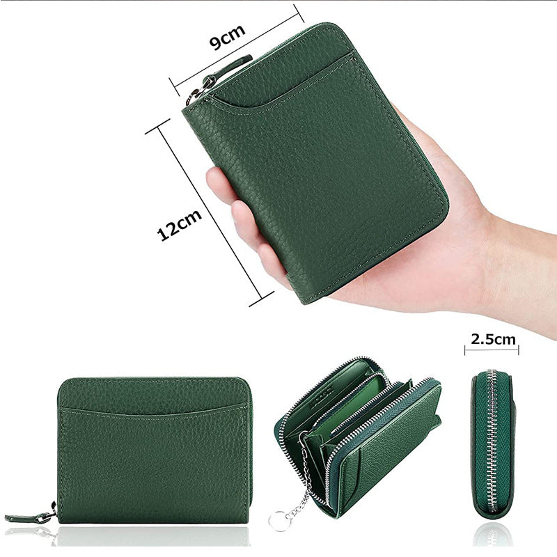 Women's & Men's Leather Short First Layer Litchi Grain Ladies Wallet