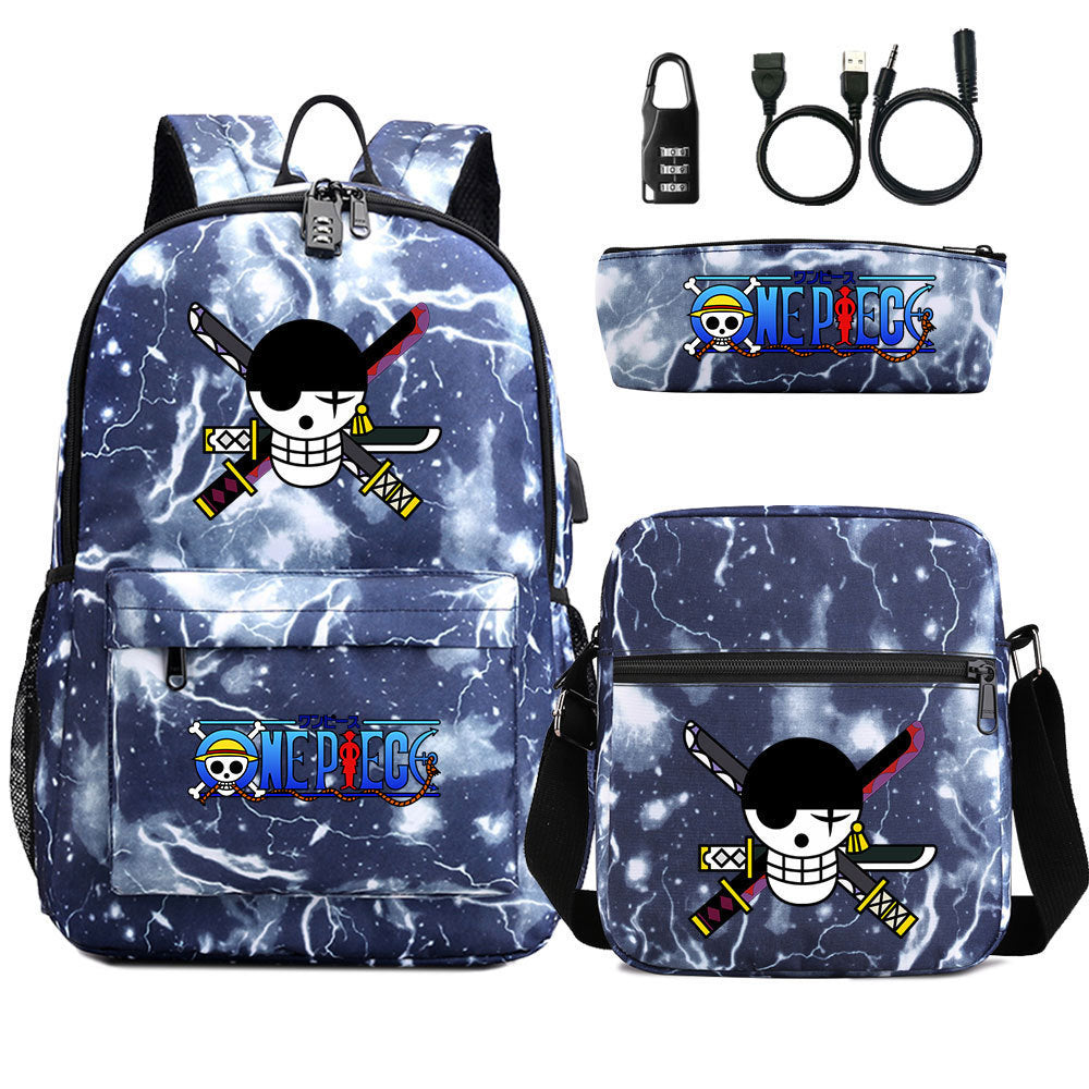 Women's & Men's & Cartoon One Piece Password Pencil Middle School Students' Schoolbags