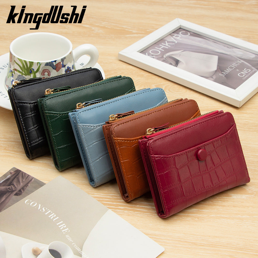 Women's Vintage Stone Pattern Multiple Slots Side Zipper Purses