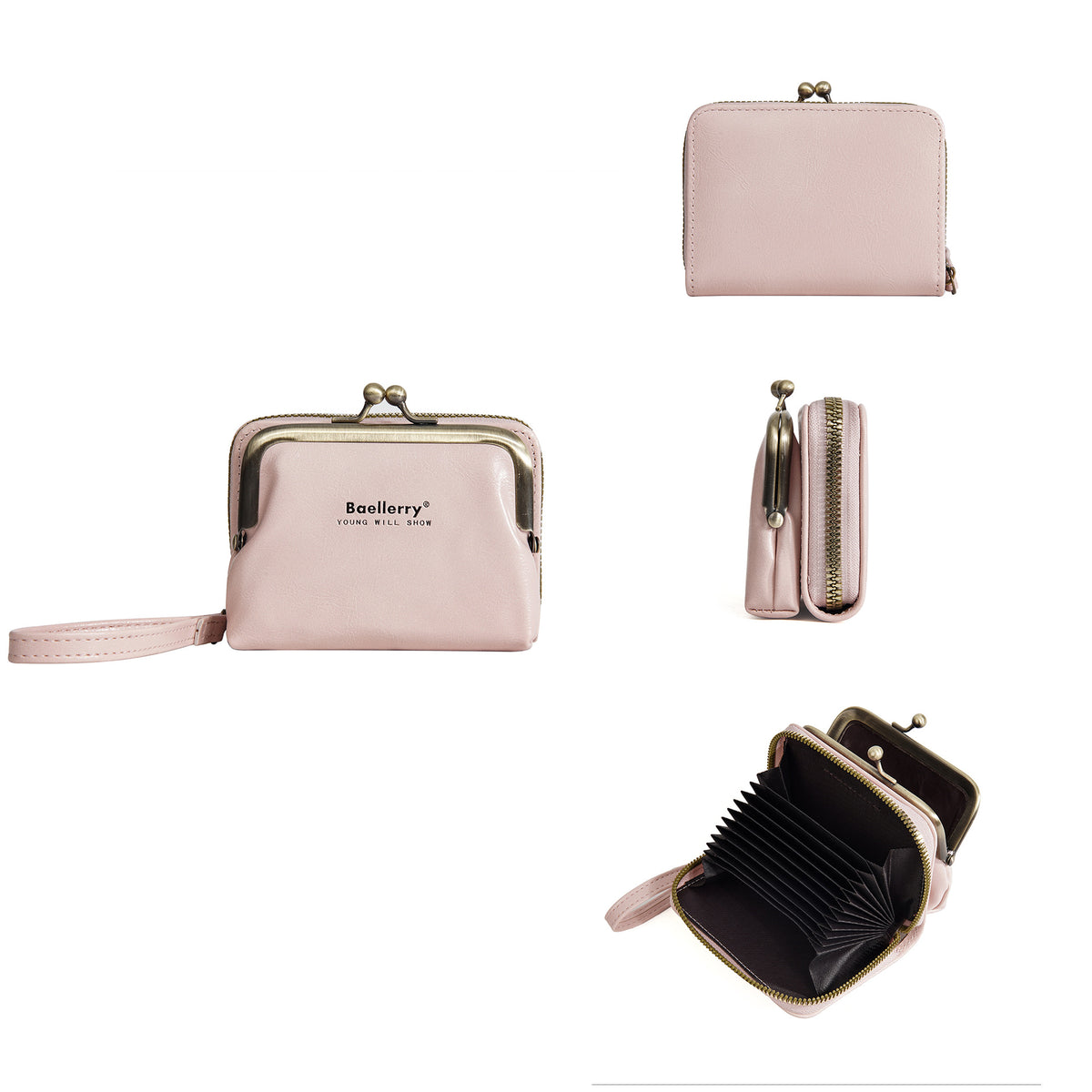 Women's Wax Leather Multiple Slots Expanding Mini Card Holder