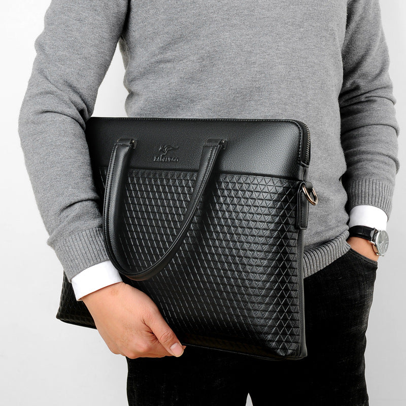 Men's Plaid Printed Horizontal Leisure Computer File Men's Handbags