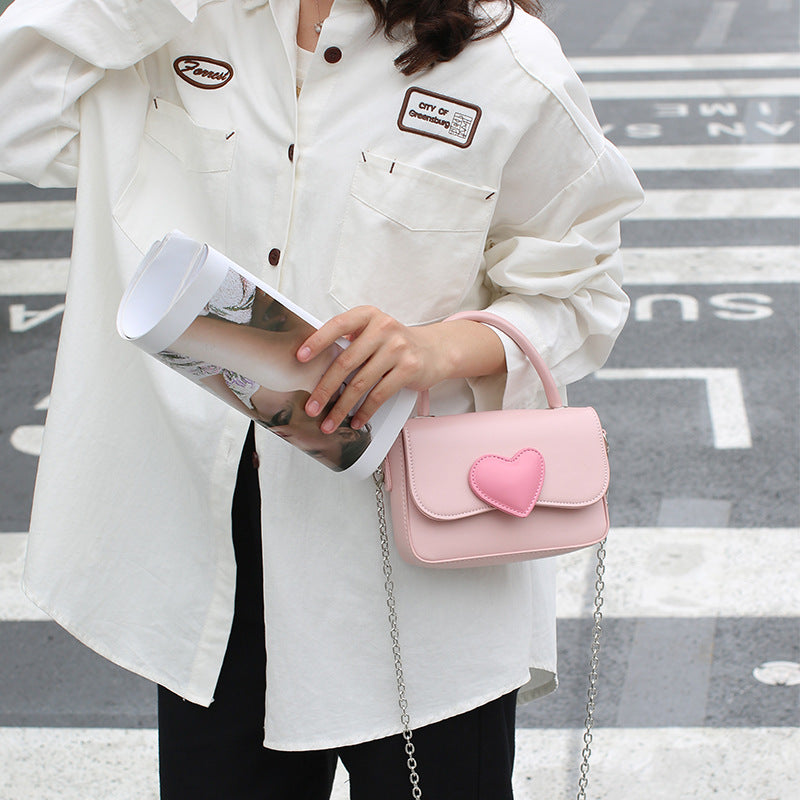 Fashionable Contrast Color Heart Pink Love Women's Messenger Bag
