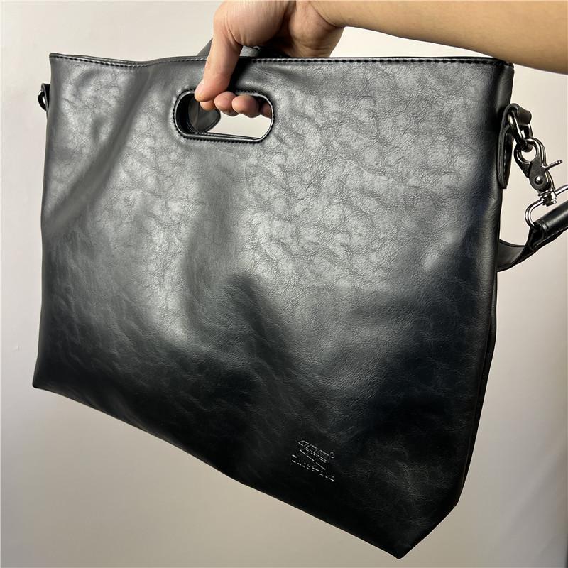 Vintage Big Washed Soft Leather Imitation Men's Shoulder Bags