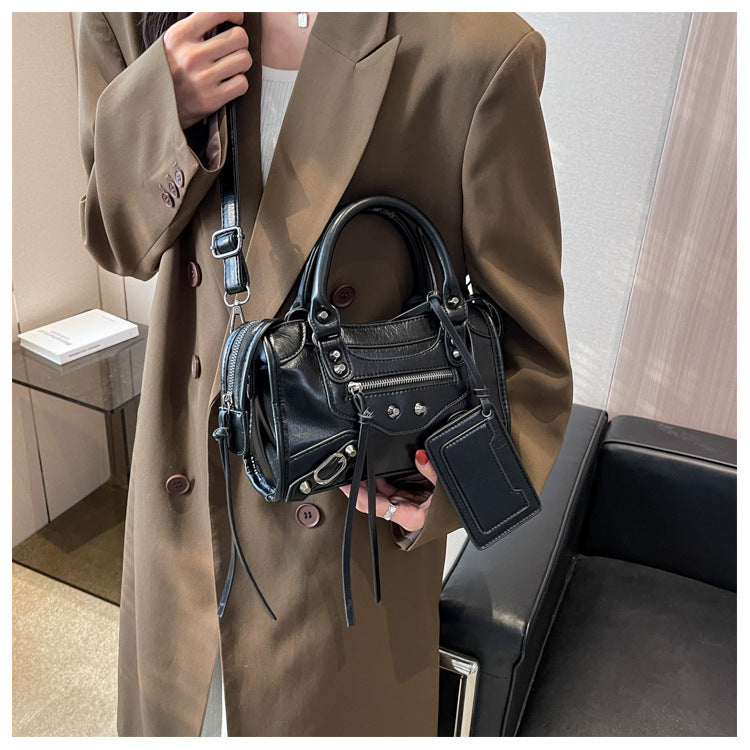 Women's Motorcycle Retro Rivet Pillow Fashion Trendy Crossbody Bags