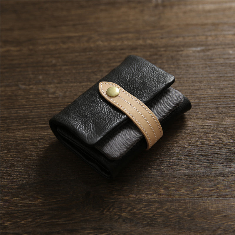 Men's Handmade Short Genuine Leather Trifold First Men's Wallet